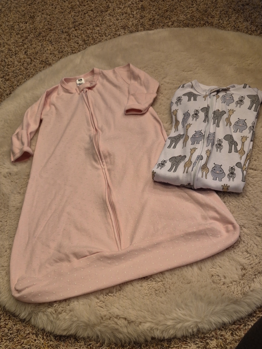HB 2 Baby Sleep Sacks - Soft Zippered Pajama Sz 3 To 9 Months